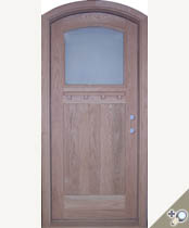 C402 Red Oak Arch top entrance door with clear insulated glass. Featuring CS1 craftsman style shelf.