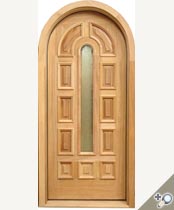 Solid African mahogany Round Top Entry Door with Insulated Beveled Glue Chip Glass