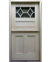 Custom Design Dutch Entrance unit. 2 1/4 inches Clear eastern white pine with diamond patter SDL insulated glass. Also shown with flat panels and applied moldings.