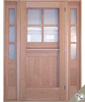 DD215 / S11 solid Cherry entrance unit with insulated glue chip glass. Shown with our Manhattan screen/storm door. 