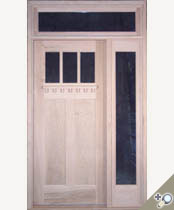 G146 / S01 / T01 in solid maple featuring a craftsman shelf, flat recessed panels and standard clear insulated glass.