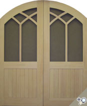 Custom double arch top screen and storm door in Vertical grain Douglas fir