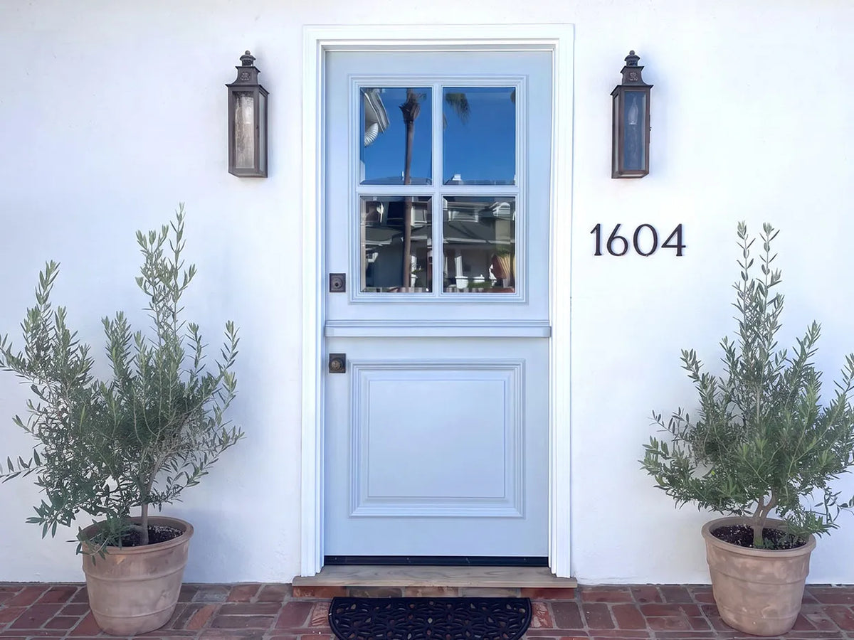 Custom painted glass panel dutch door