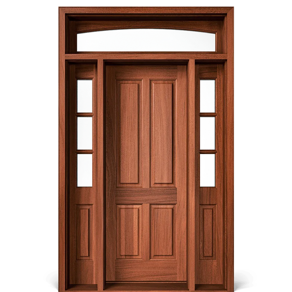 Keeling Exterior Door with Marshall Transom and Hollyhock Sidelights