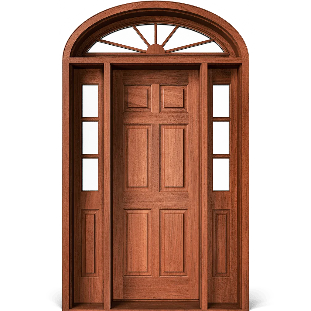Corbit Exterior Door with Stratford Transom and Hollyhock Sidelights