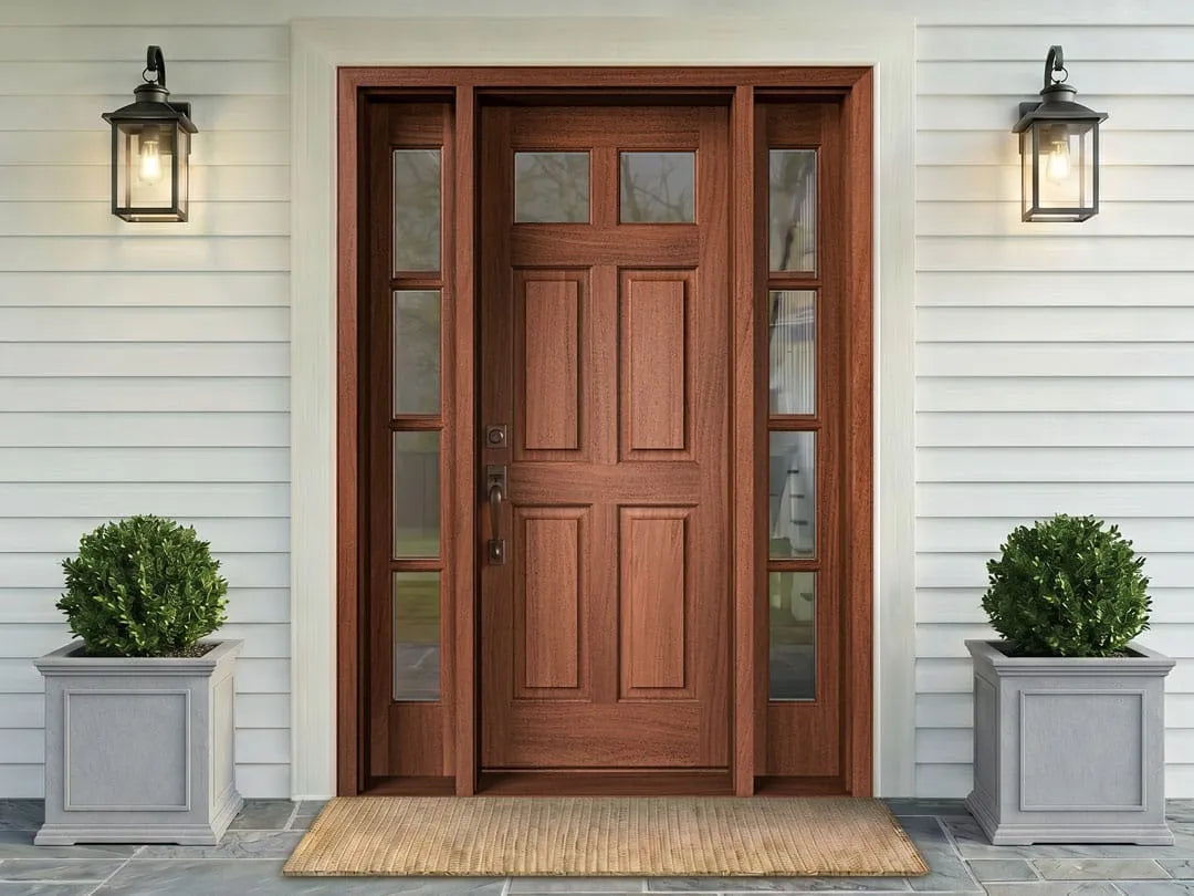 Front doors with sidelights and transoms