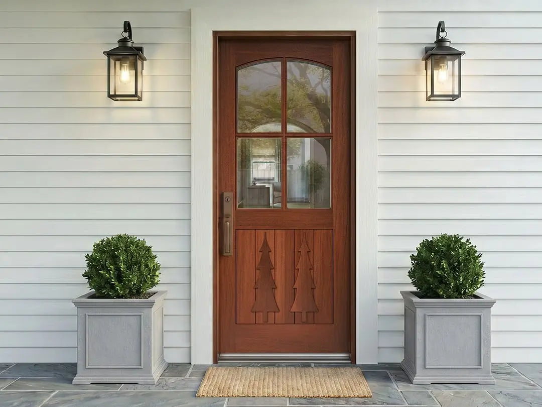 Rustic entry doors with a scene that means something to you