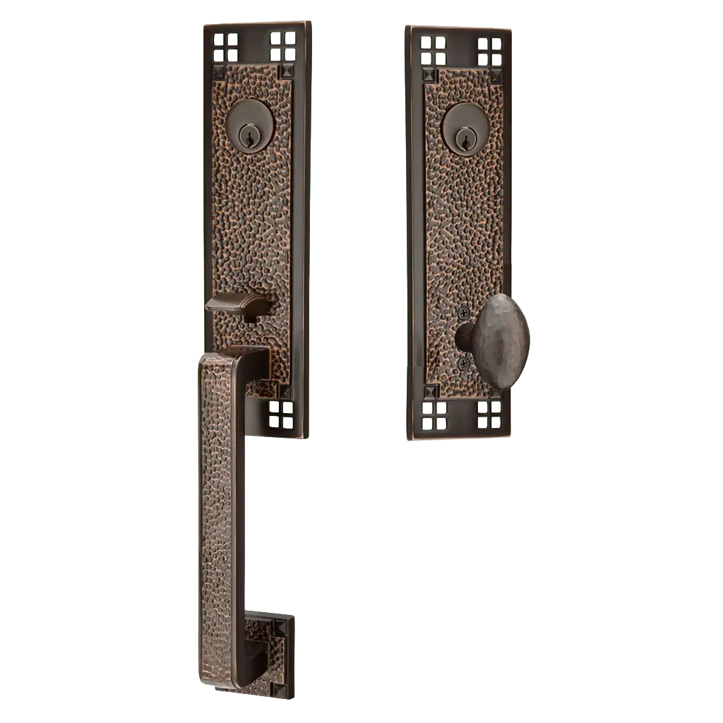 Arts & Crafts Monolithic Tubular Entry Set with Hammered Egg Knob