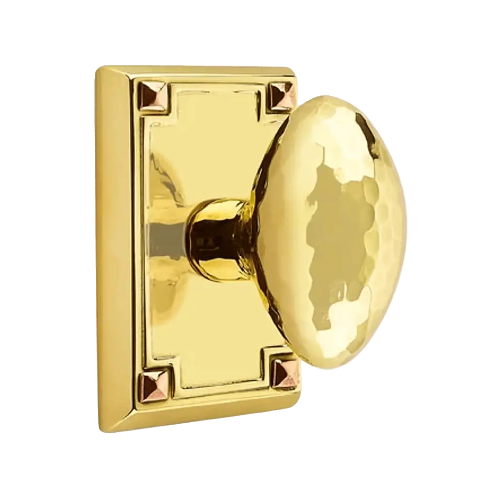 Hammered Egg Knob with Arts and Crafts Rectangle Rosette