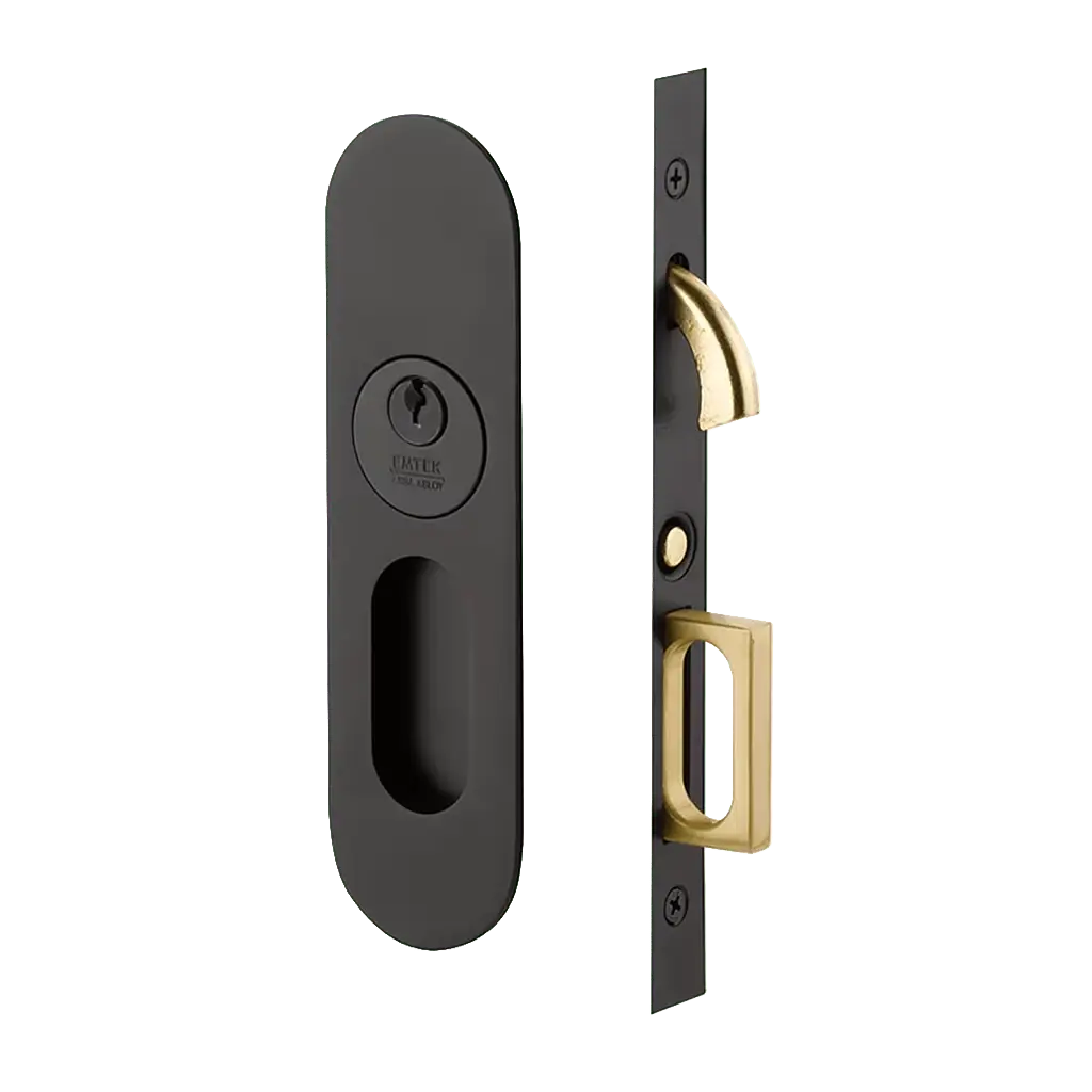 Narrow Oval Pocket Door Mortise Lock