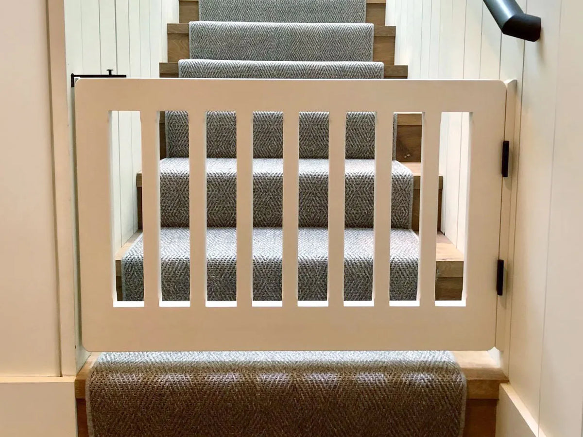 Custom made pet gate bottom of stairs