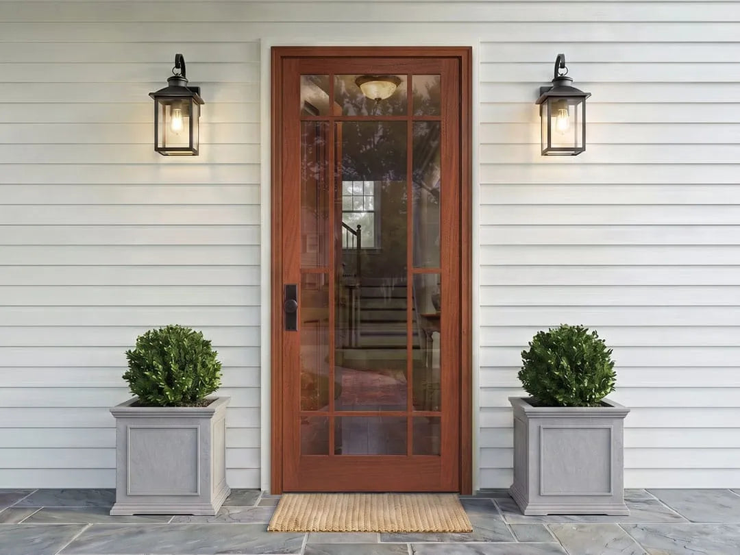 A Craftsman screen door that works with the entry behind it