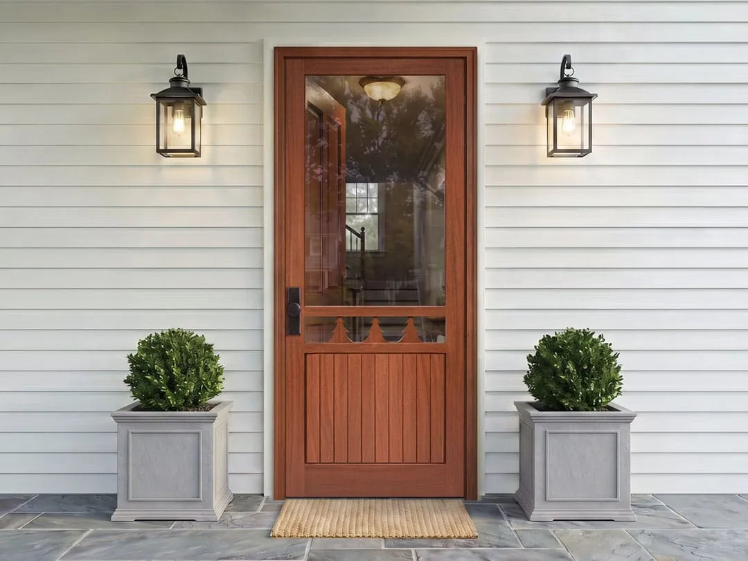 Rustic screen doors with outdoor and nautical designs