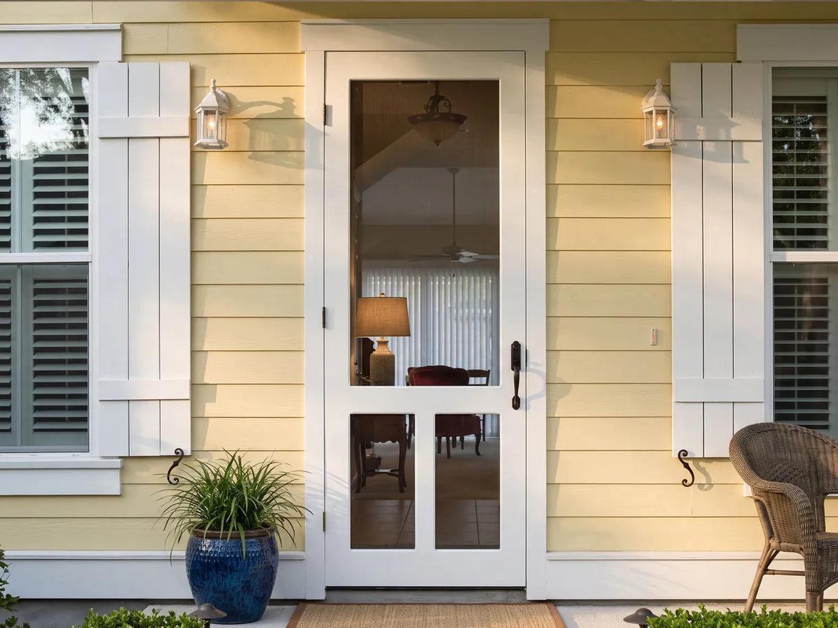 Screen door on a coastal cottage