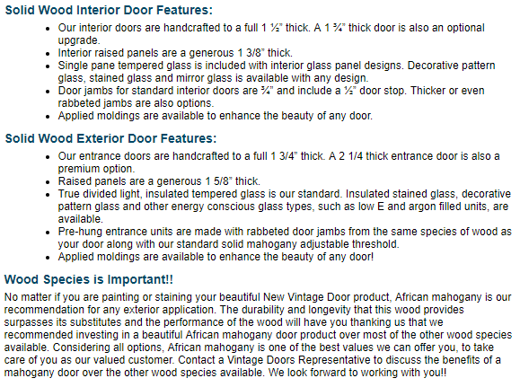 Solid Wood Craftsman Doors for Exterior & Interior Applications - Vintage Doors