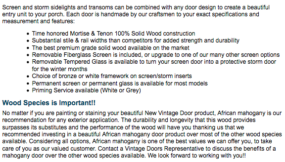 Solid Wood Screen & Storm Sidelights - Vintage Doors