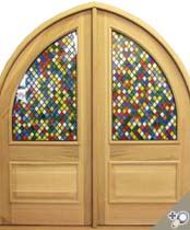 DBL-G114ATG-2 Gothic Arch Top Glass Panel Double Door